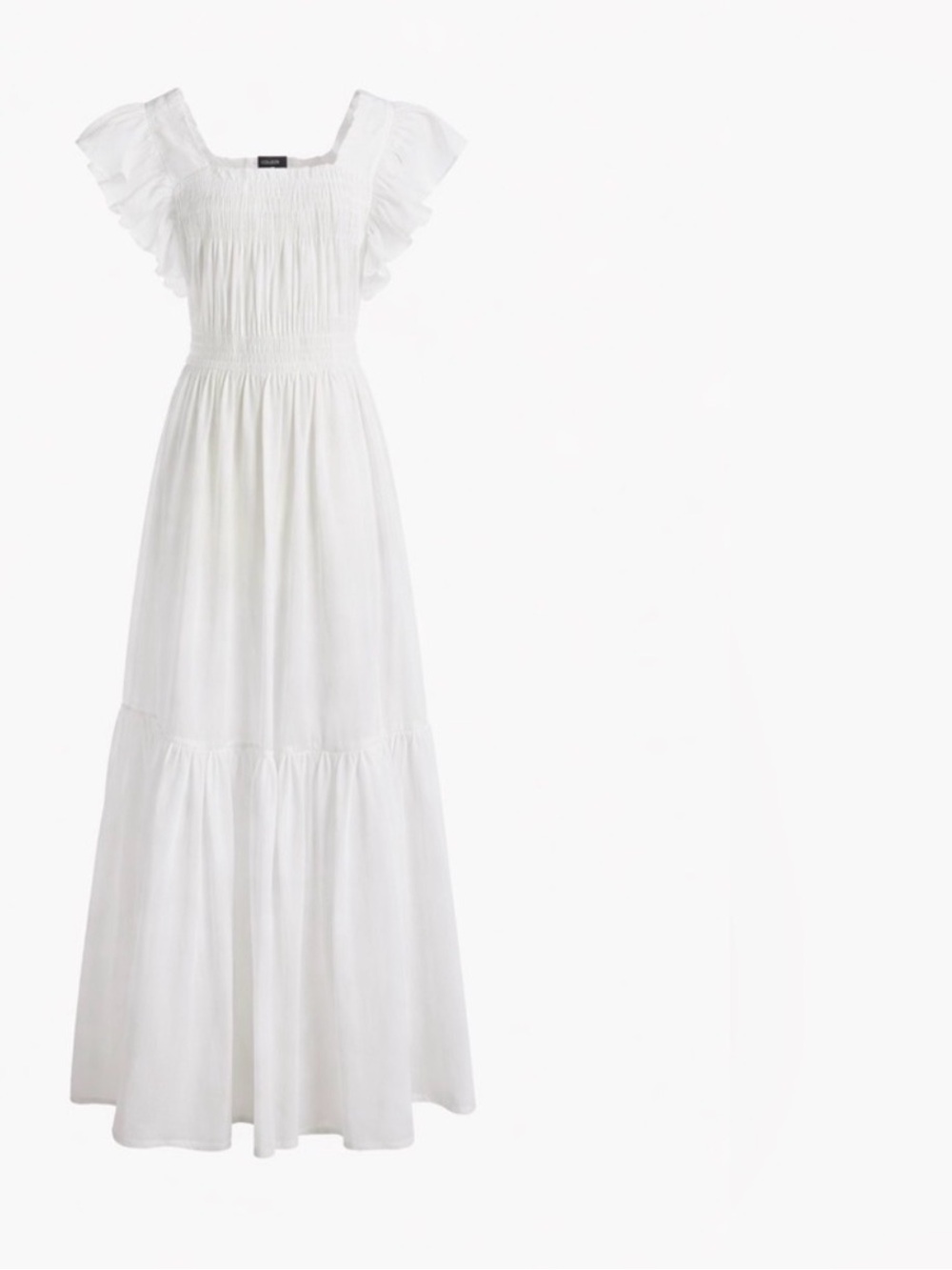 J. Crew Flutter Sleeve Tiered Sheer Maxi Dress in White SZ S NEW